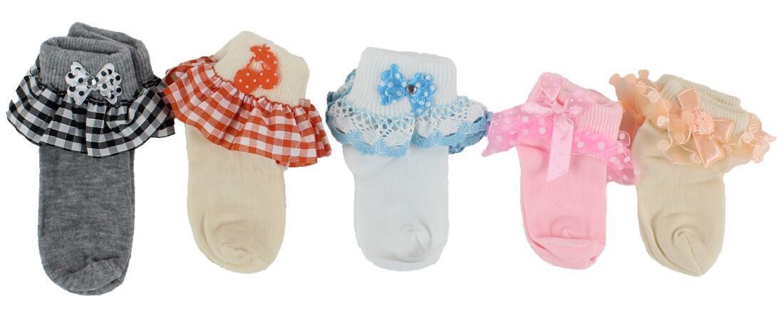 . Case of [48] Toddler Girl's Ruffle Trim Ankle Socks .