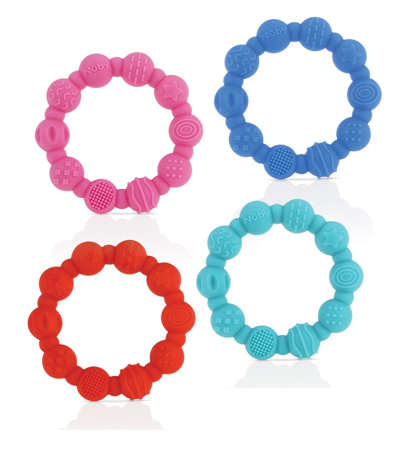 . Case of [64] Nuby? Soothing Teether Ring - Assorted Colors, BPA Free .