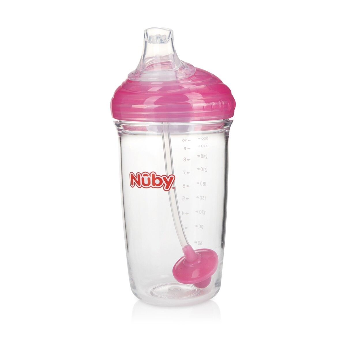 . Case of [24] Nuby? No-Spill Trainer Cups w/Hygienic Cover - Pink, 10 oz .