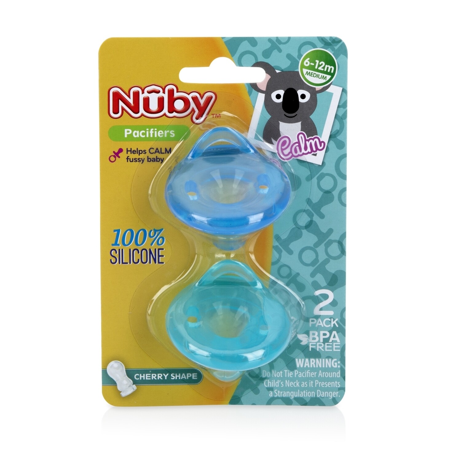 . Case of [72] Nuby Pacifiers - 2 Count, Silicone, Cherry Shape .