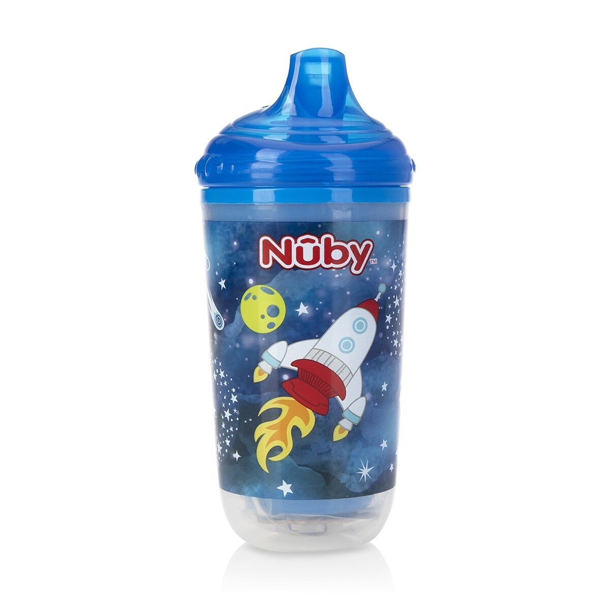 . Case of [24] Nuby? Insulated Light-Up No Spill Sippy Cup - Space, Blue, 10 oz .