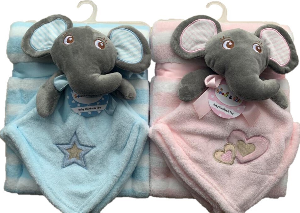 . Case of [24] Baby Blankets - Elephant Toy Included .