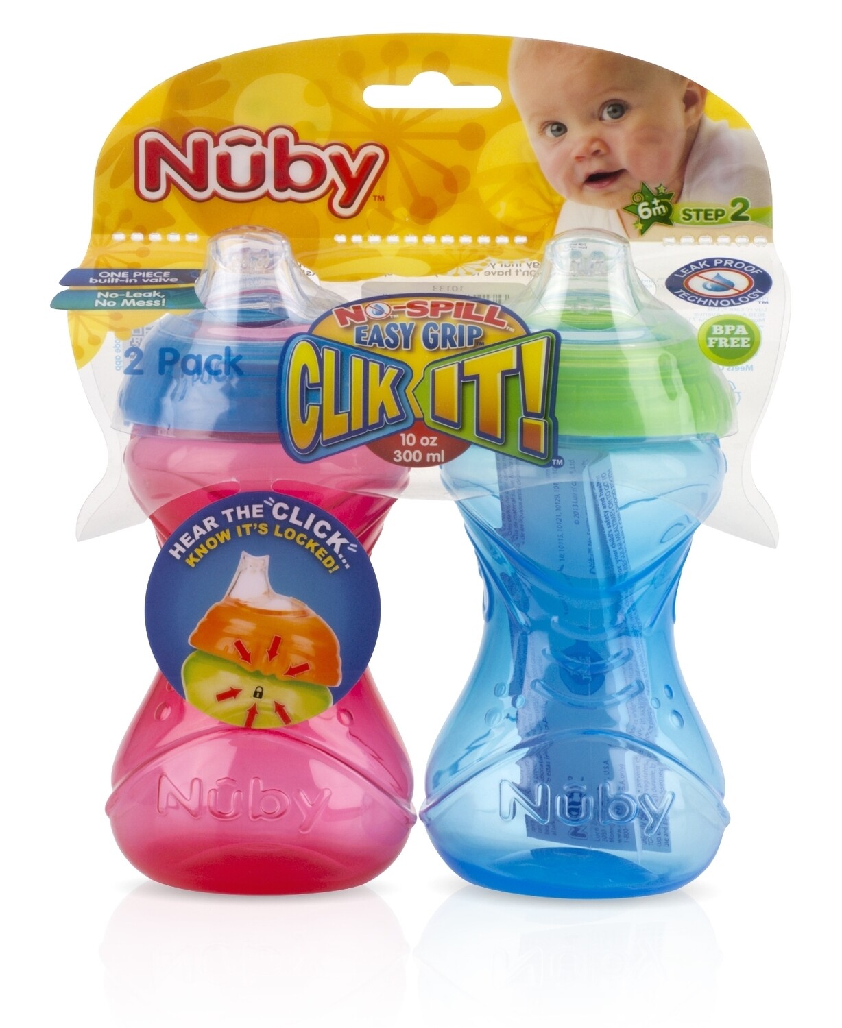 . Case of [24] Nuby? Clik-It Easy Grip Cups - 2 Pack, 6+ Months .
