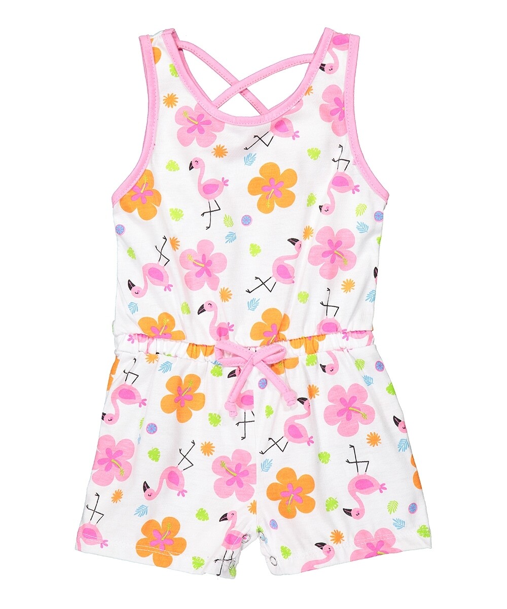 . Case of [24] Girls' Rompers - Knit, Flamingo, 2T-4T .