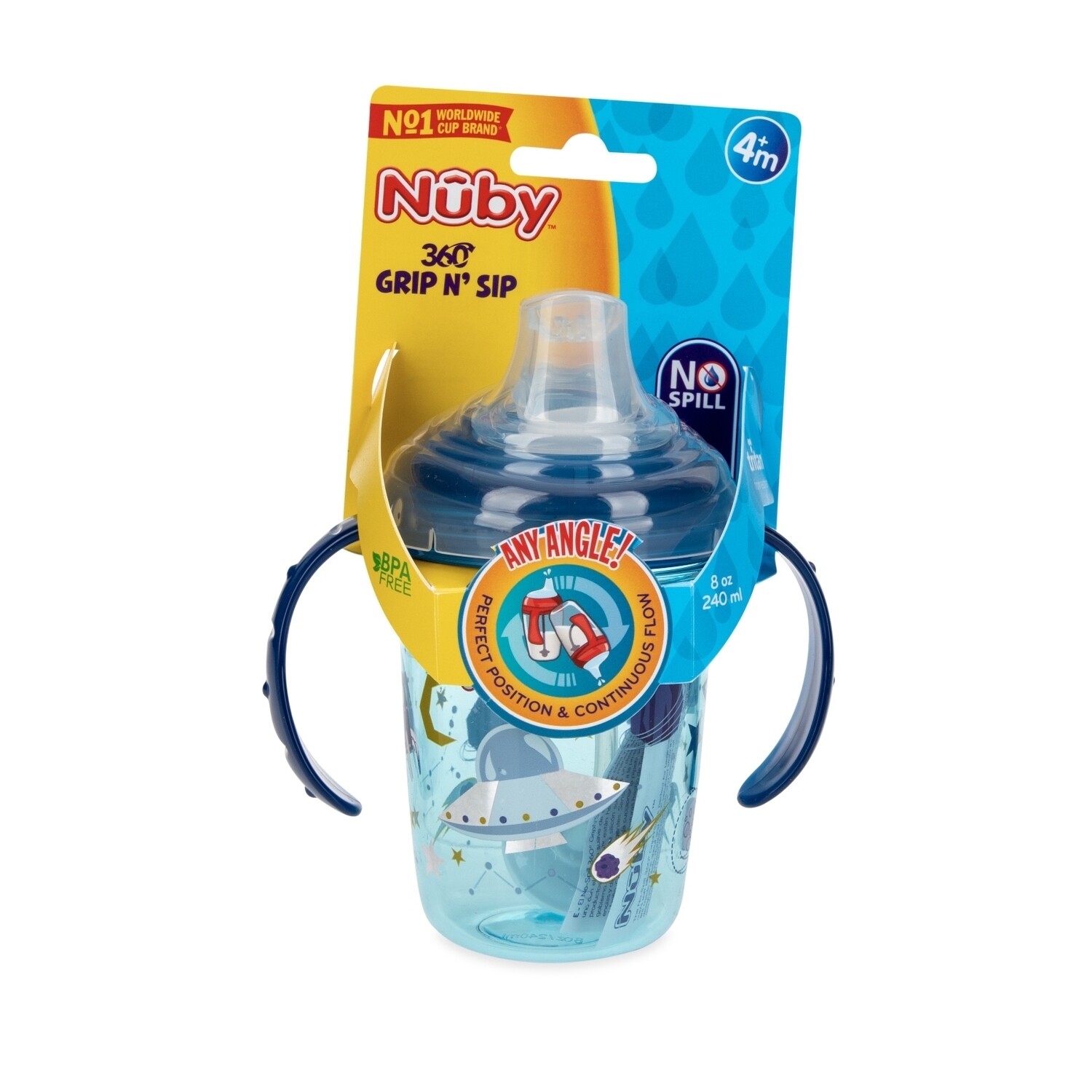 . Case of [24] Nuby No Spill 360 Weighted Spout Cups - 8 oz .