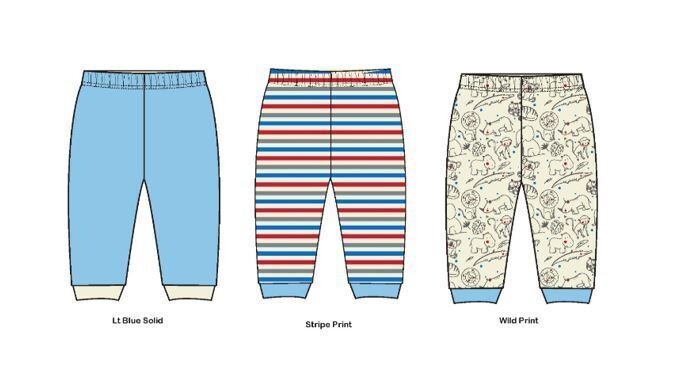 . Case of [24] Baby Boys' Pants - 0-9M, 3 Pack, Wild Animals .
