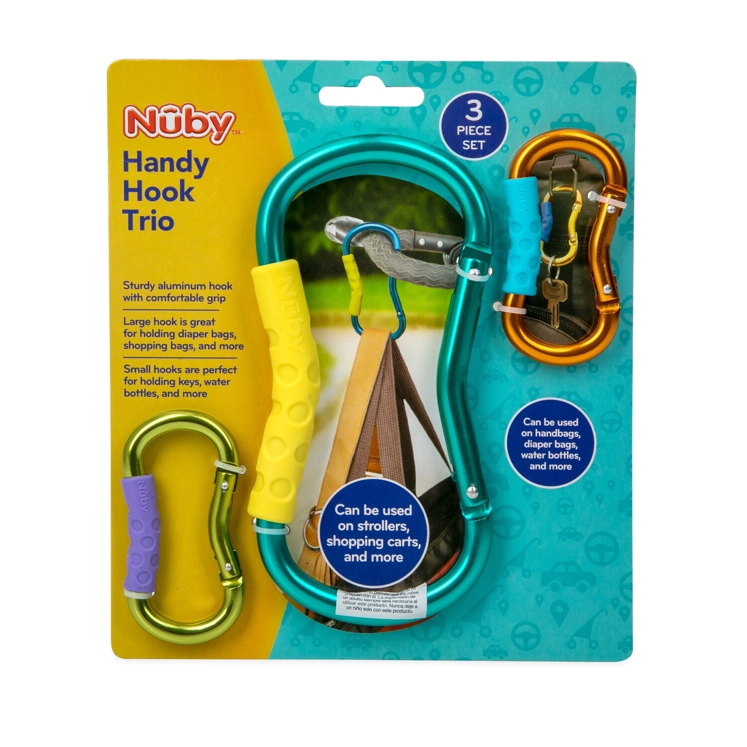 . Case of [48] Nuby Handy Hook - 3 Piece, Colors May Vary .