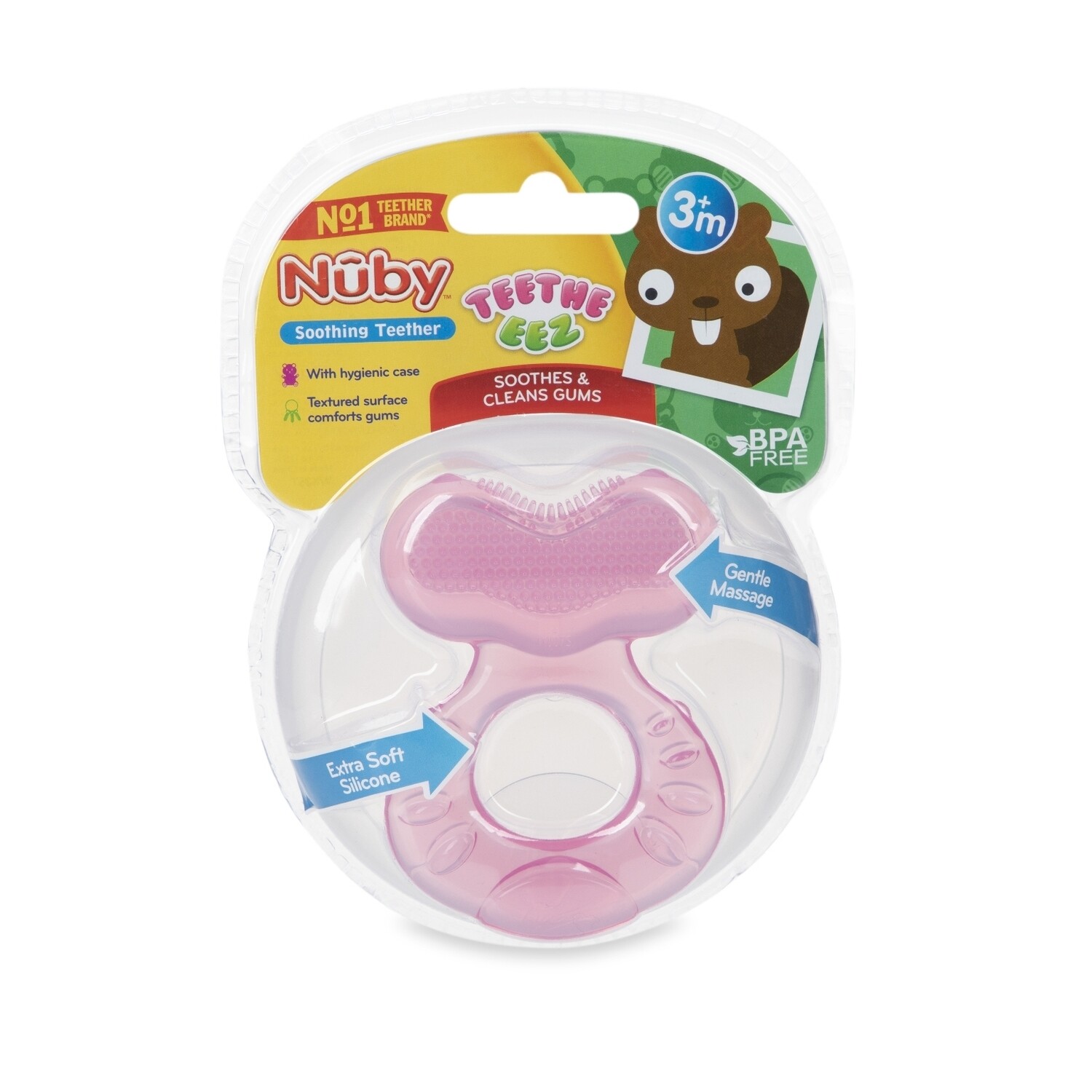 . Case of [48] Nuby Silicone Teethe-eez Teethers - 3M+, Pink, Hygienic Case .