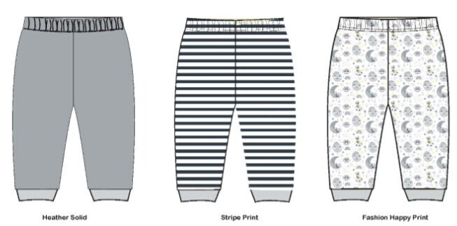 . Case of [24] Babies' Gender Neutral Pants - 12-24M, 3 Pack, Moon & Stripes .