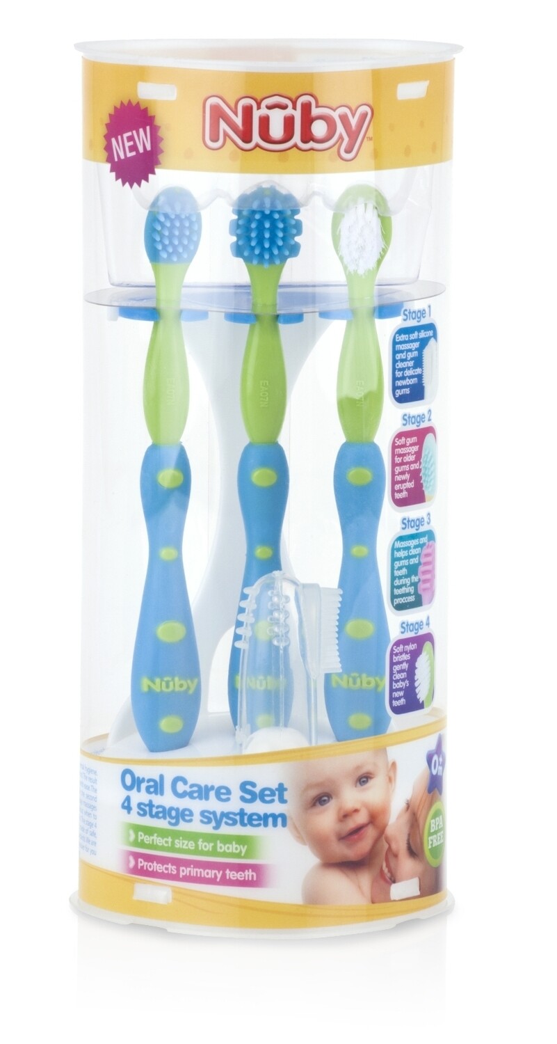 . Case of [24] Nuby? 4 Stage Oral Care Sets - Colors May Vary .