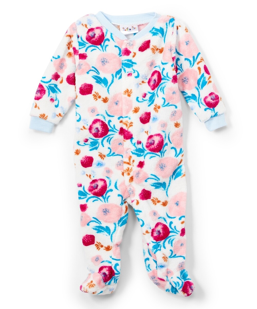 . Case of [24] Baby Girls' Coral Fleece Footie Pajamas - 0-9M, Floral .