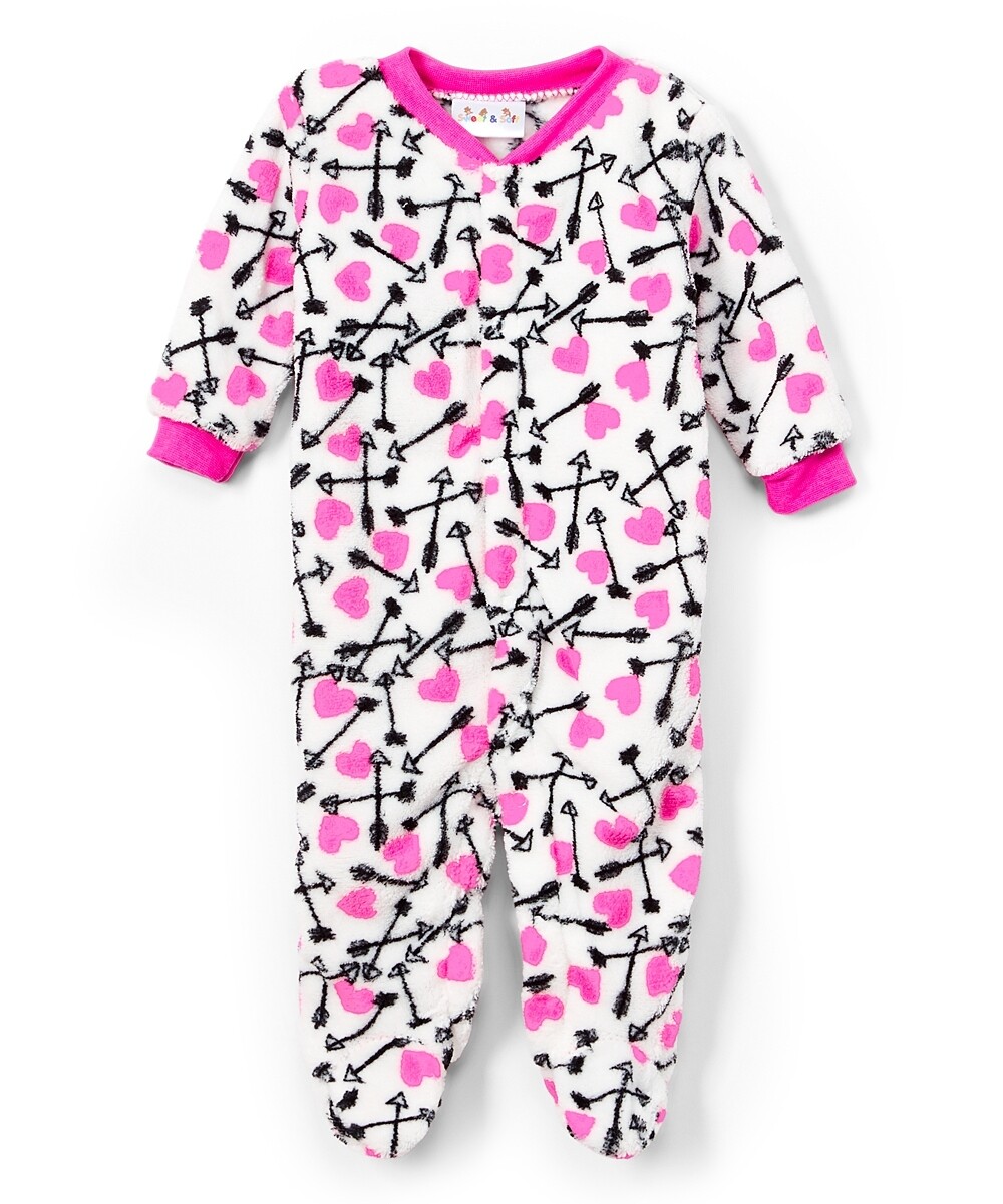 . Case of [24] Baby Girls' Fleece Footie Pajamas - Heart & Arrows .