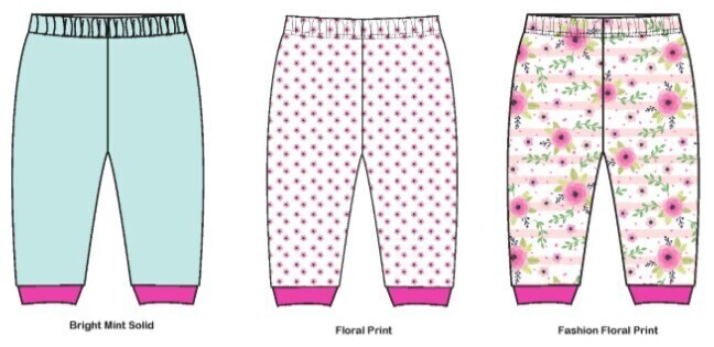 . Case of [24] Baby Girls' Pants - 12-24M, 3 Pack, Pink Flowers .