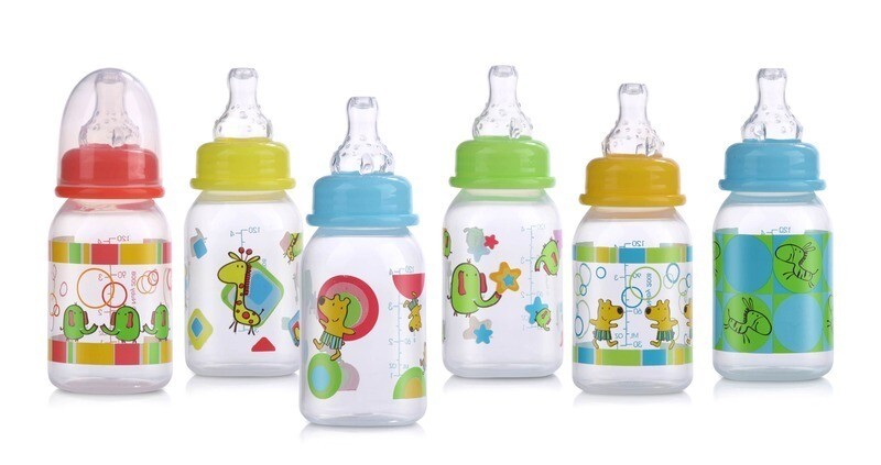 . Case of [72] Nuby? Baby Bottles - Assorted Designs, 4 oz .