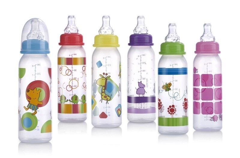 . Case of [72] Nuby? Non-Drip Baby Bottles - Assorted Designs, 8 oz .