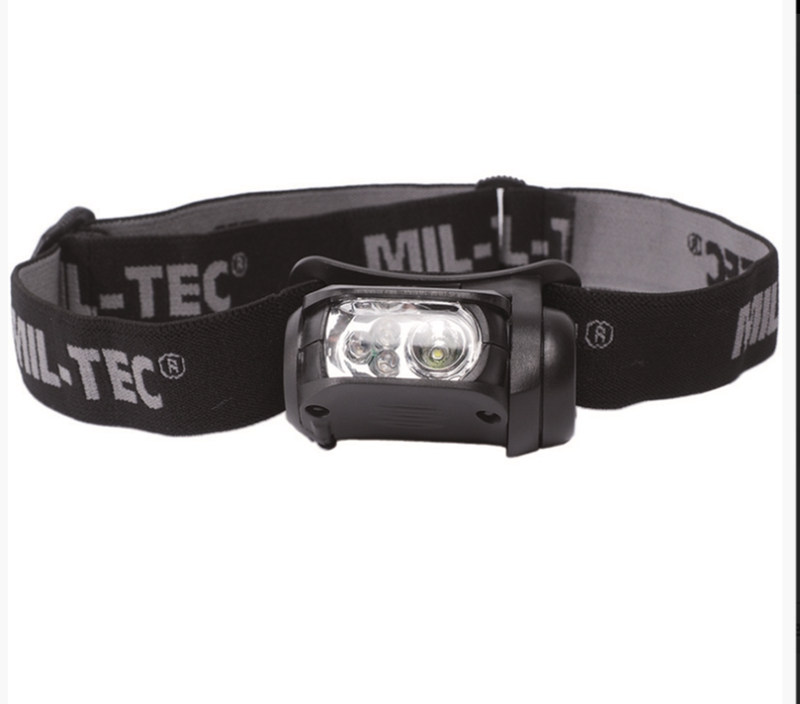 Linterna Frontal MILTEC Led 4 colores negra