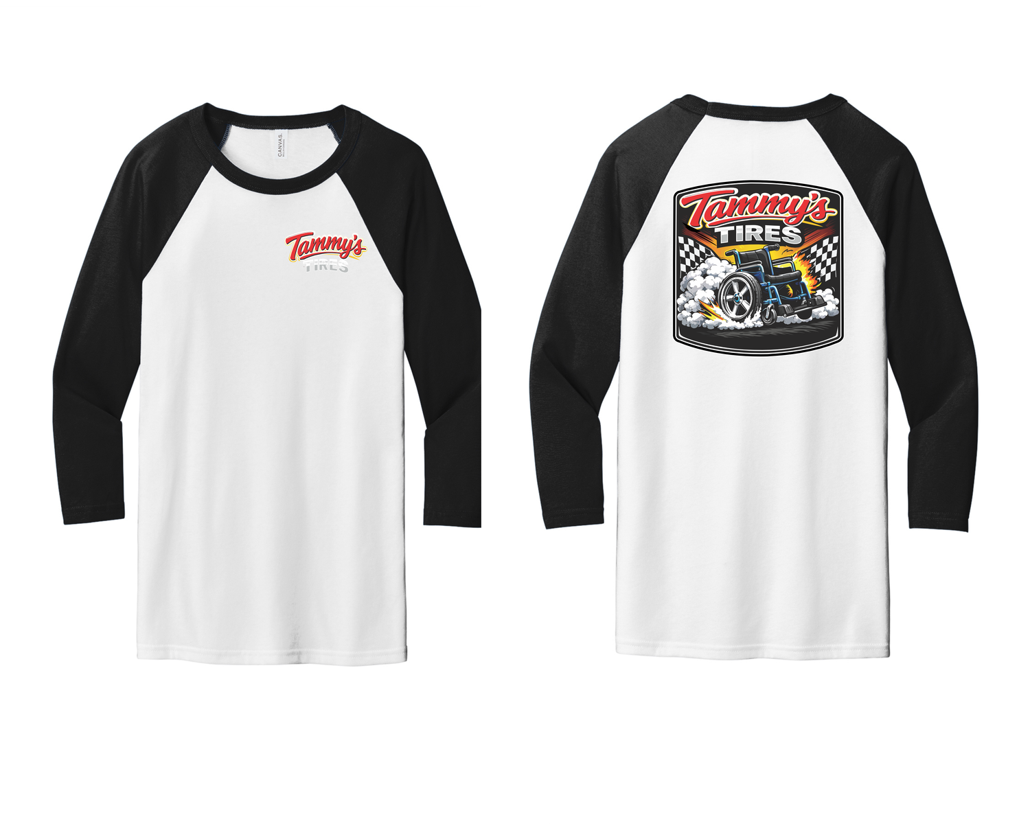 Tammy's Tires 3/4 length baseball tee Tammy's Tires 3/4 length baseball tee