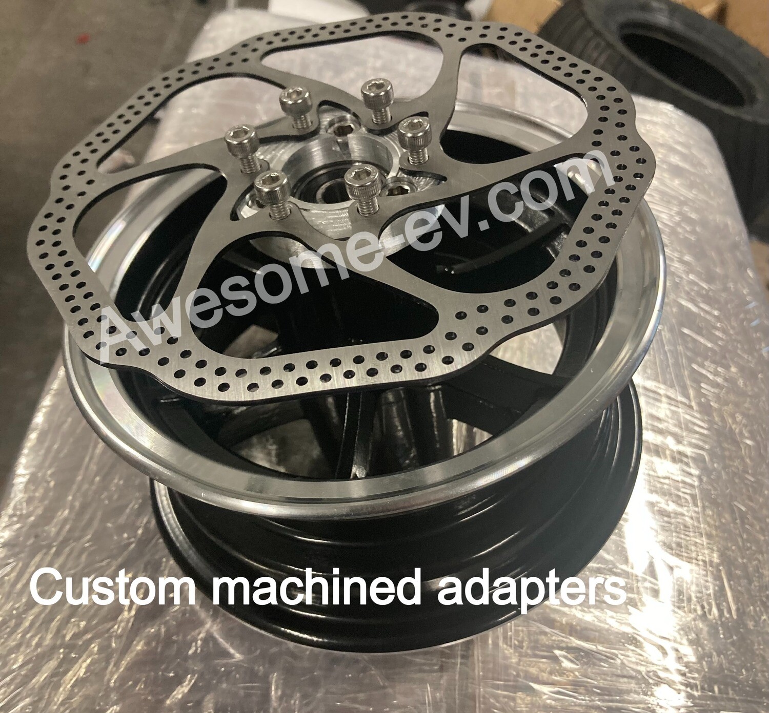 Custom machined aluminium parts .brake disc adapters / washers , spacers from 10mm flat aluminium plate.