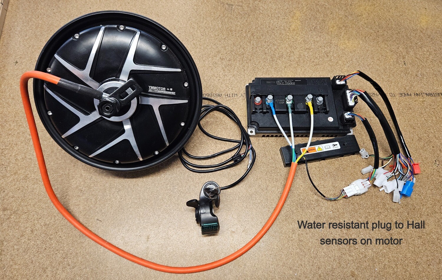 Pit bike electric kit Motorbike electric hub motor conversion 48v to 72v. Includes genuine Motor, genuine VOTOL controller hall thumb throttle with voltage display and key ignition.