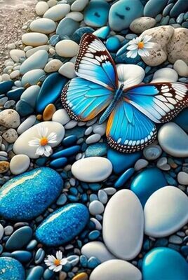Blue Butterfly river stone