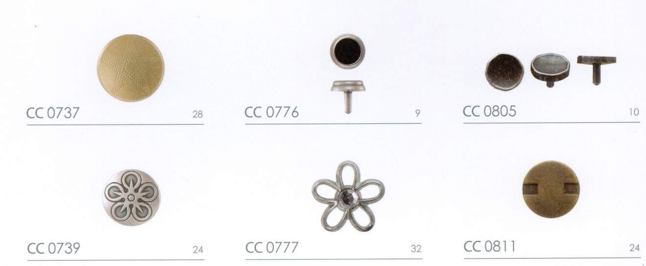 01 - Bottoni a pressione alfa e mu, rivetti, borchie