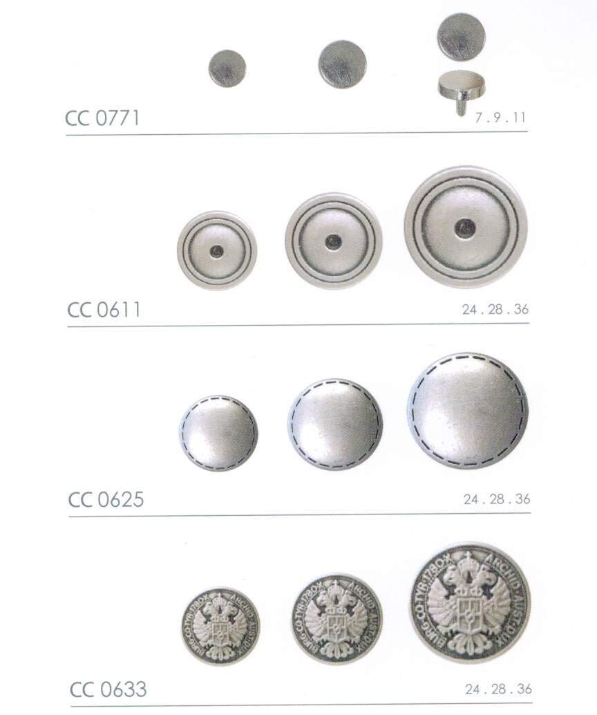 10 - Bottoni a pressione alfa e mu, rivetti, borchie