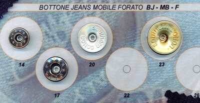 15 - Bottoni da jeans snodato forato mm.14 ,17, 20 e 23