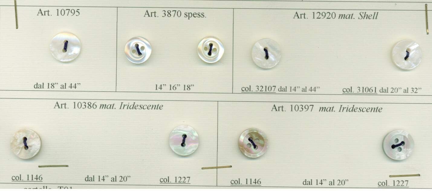 39 - Bottoni in Polyestere per camiceria  imitazione madreperla