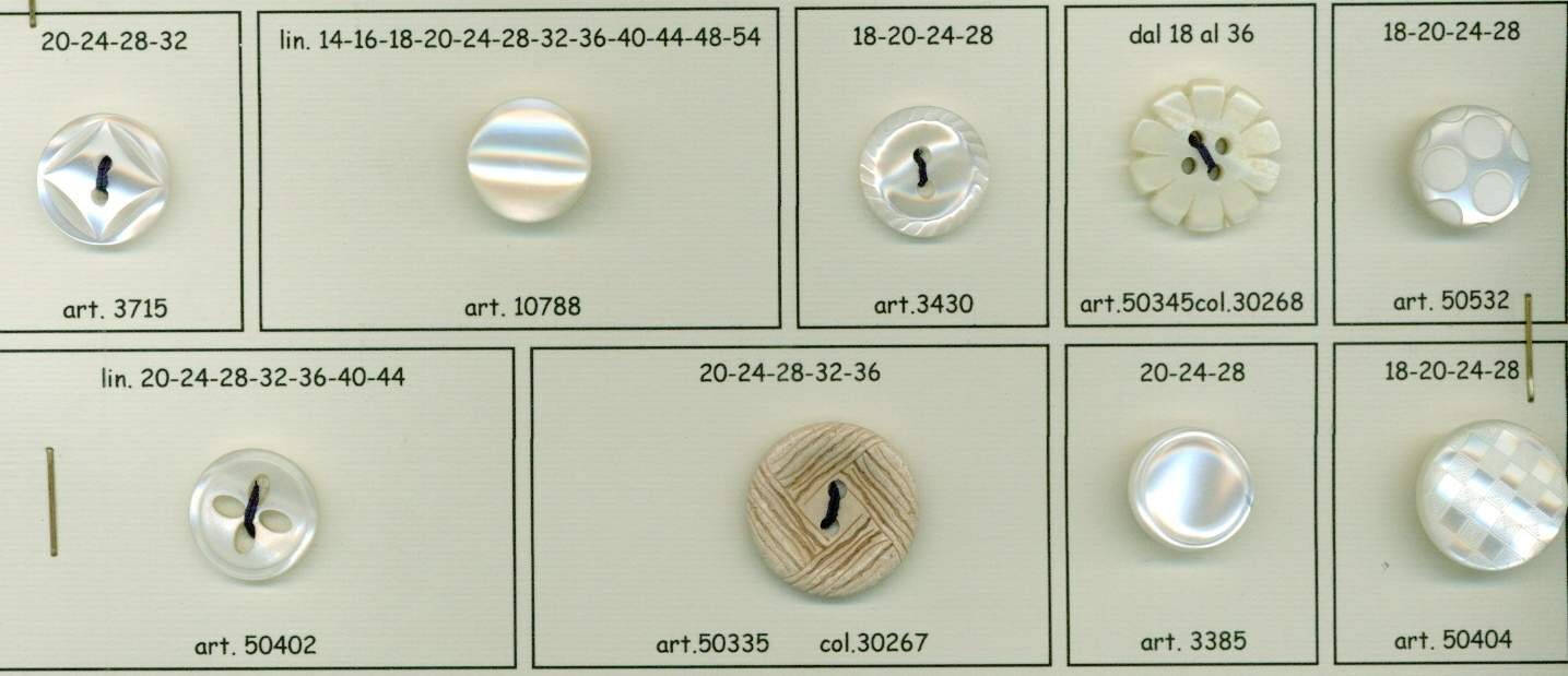 44 - Bottoni in Polyestere per camiceria imitazione madreperla