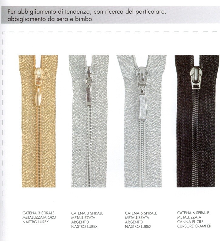 12 - Chiusure lampo spirale 3 e 6 metallizzata