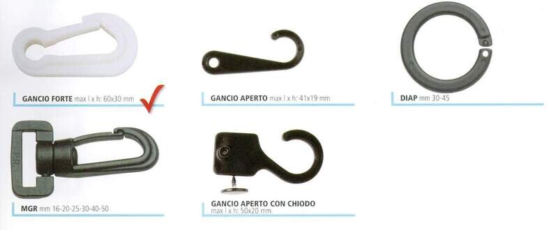 11 - Ganci e moschettoni in nylon
