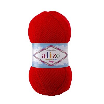 E-parduotuvė „Ką mezgi?“ - Mezgimo siūlai internetu | Alize Cotton Gold Fine Baby 56 raudona - www.kamezgi.lt - 55% medvilnė, 45% akrilas