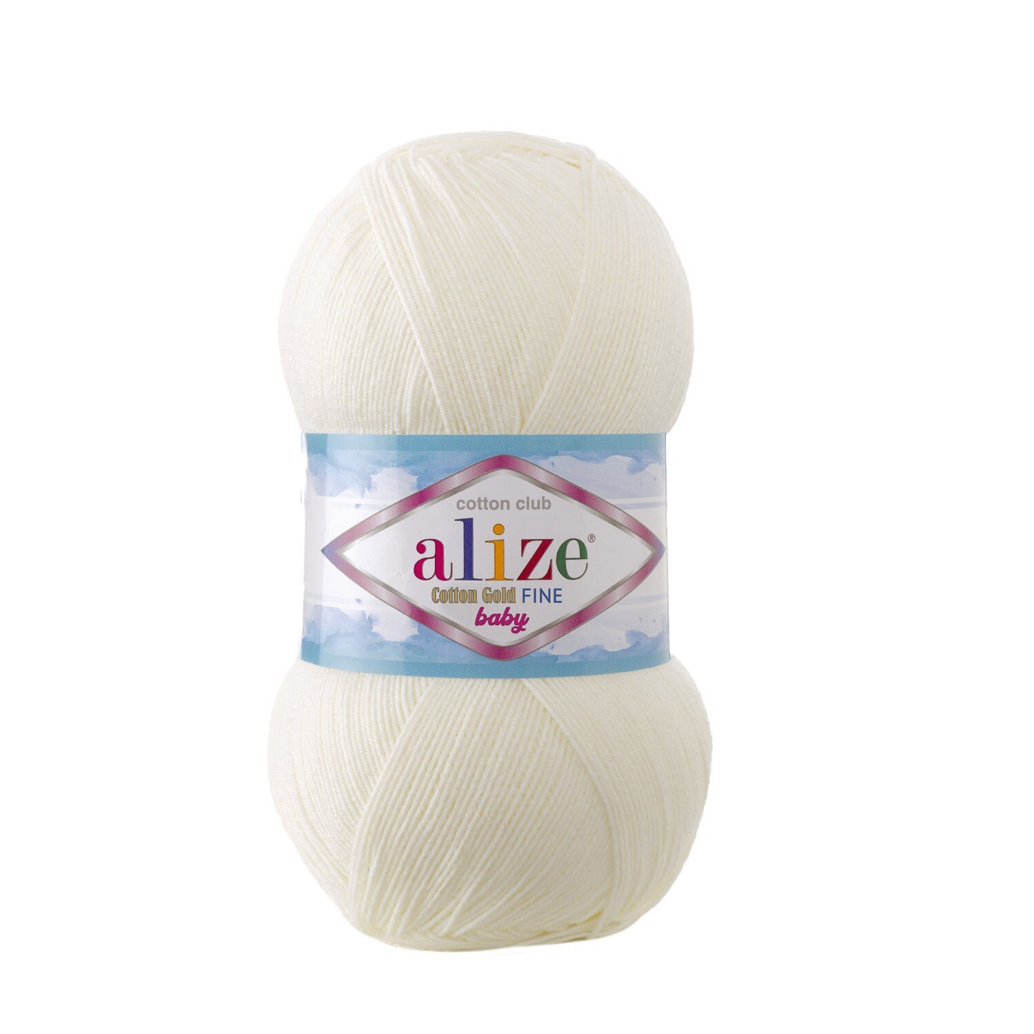 E-parduotuvė „Ką mezgi?“ - Mezgimo siūlai internetu | Alize Cotton Gold Fine Baby 62 dramblio kaulo - www.kamezgi.lt - 55% medvilnė, 45% akrilas