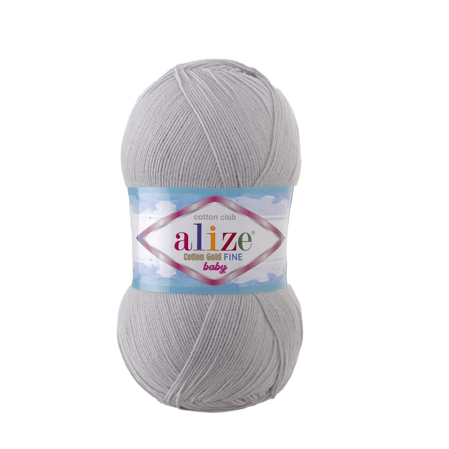 E-parduotuvė „Ką mezgi?“ - Mezgimo siūlai internetu | Alize Cotton Gold Fine Baby 200 šviesiai pilka - www.kamezgi.lt - 55% medvilnė, 45% akrilas