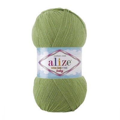 E-parduotuvė „Ką mezgi?“ - Mezgimo siūlai internetu | Alize Cotton Gold Fine Baby 485 žalia - www.kamezgi.lt - 55% medvilnė, 45% akrilas