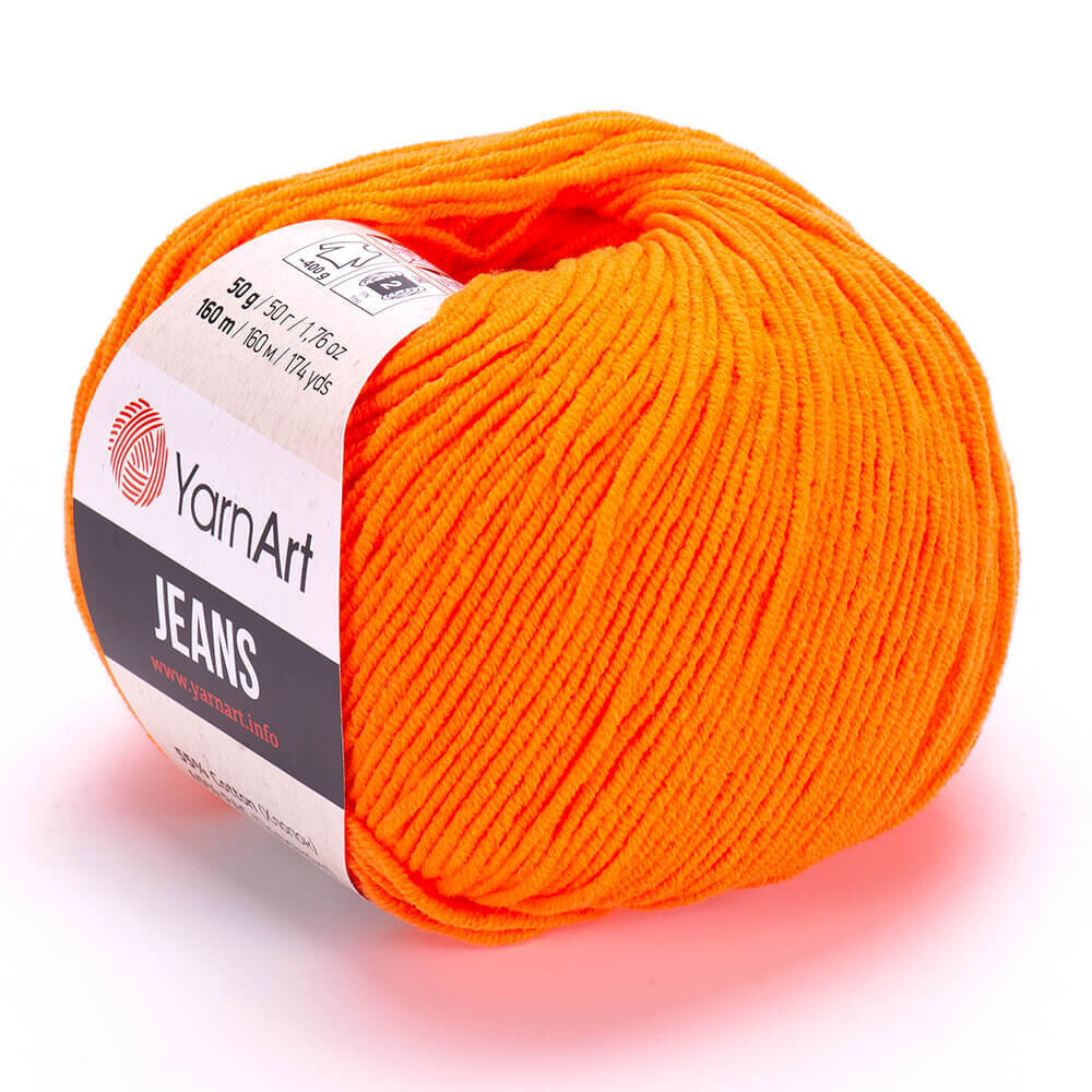 E-parduotuvė „Ką mezgi?“ - Mezgimo siūlai internetu | YarnArt Jeans 77 neoninė oranžinė - www.kamezgi.lt - 55% medvilnė, 45% poliakrilas
