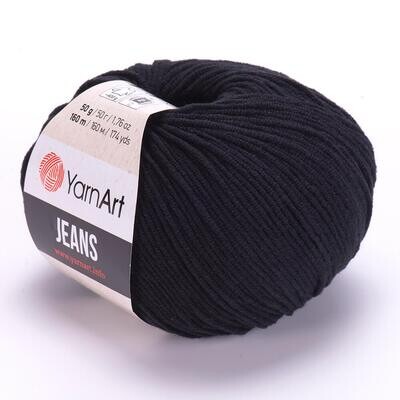 E-parduotuvė „Ką mezgi?“ - Mezgimo siūlai internetu | YarnArt Jeans 53 juoda - www.kamezgi.lt - 55% medvilnė, 45% poliakrilas
