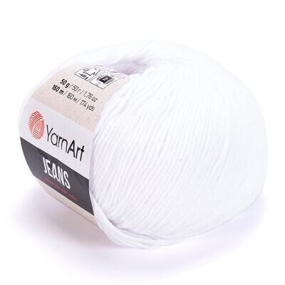 E-parduotuvė „Ką mezgi?“ - Mezgimo siūlai internetu | YarnArt Jeans 62 balta - www.kamezgi.lt - 55% medvilnė, 45% poliakrilas