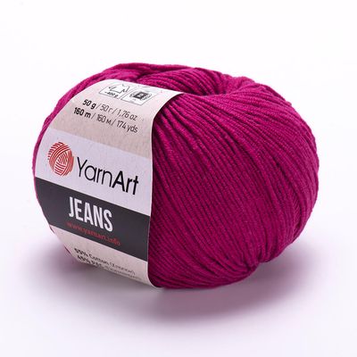E-parduotuvė „Ką mezgi?“ - Mezgimo siūlai internetu | YarnArt Jeans 91 vyšnios - www.kamezgi.lt - 55% medvilnė, 45% poliakrilas