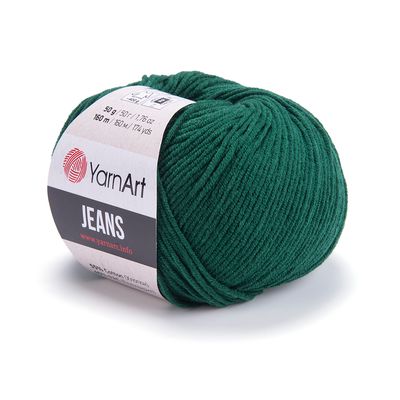 E-parduotuvė „Ką mezgi?“ - Mezgimo siūlai internetu | YarnArt Jeans 92 tamsi žalia - www.kamezgi.lt - 55% medvilnė, 45% poliakrilas