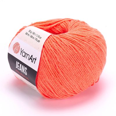 E-parduotuvė „Ką mezgi?“ - Mezgimo siūlai internetu | YarnArt Jeans 61 persikų oranžinė - www.kamezgi.lt - 55% medvilnė, 45% poliakrilas
