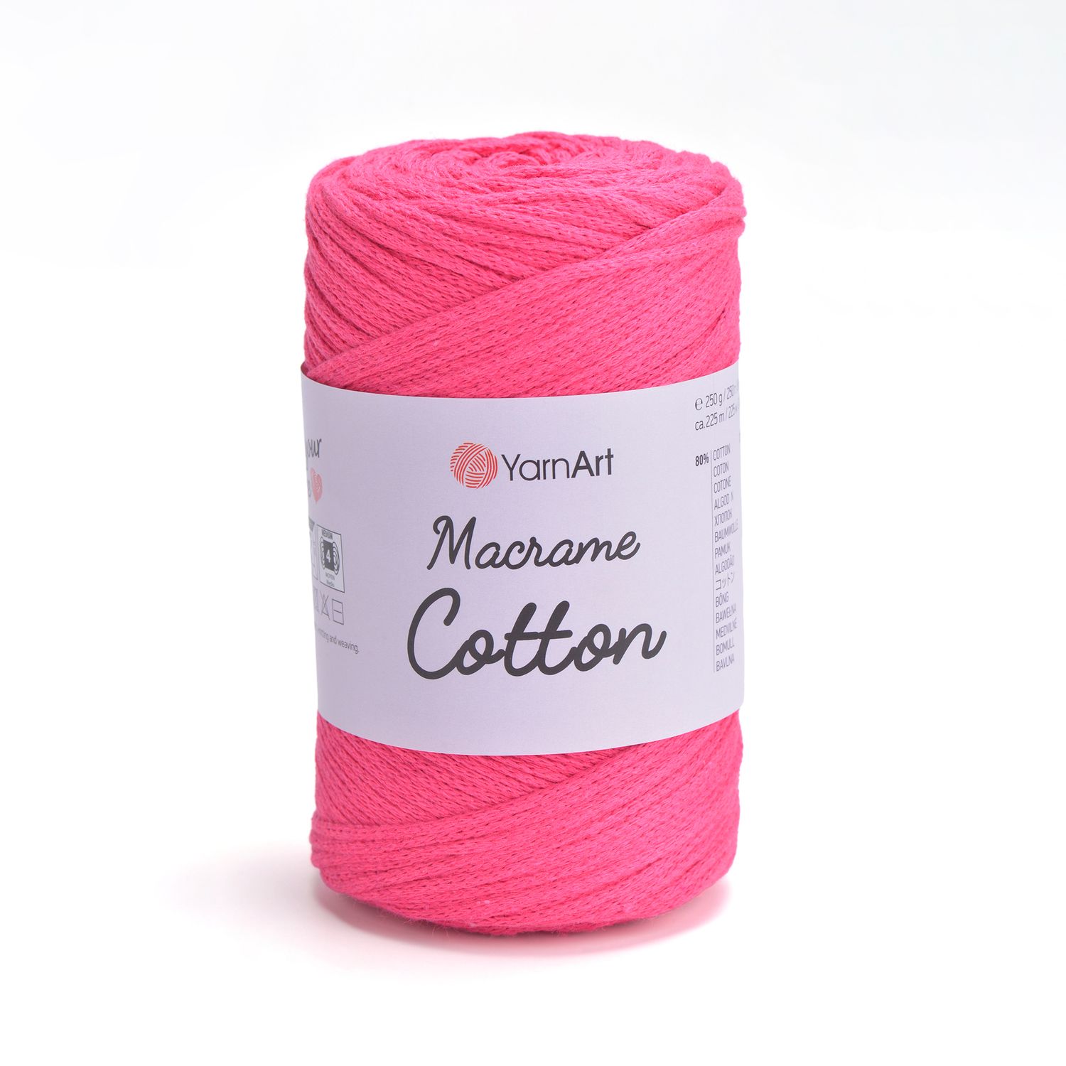 E-parduotuvė „Ką mezgi?“ - Mezgimo siūlai internetu | YarnArt Macrame Cotton nėrimo virvelė 803 rožinė - www.kamezgi.lt - 80% medvilnė, 20% poliesteris