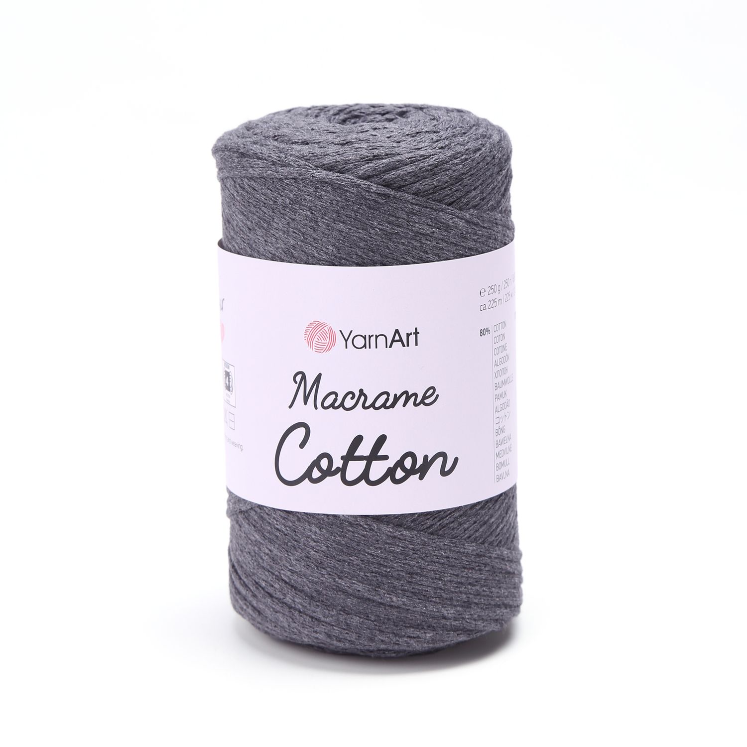 E-parduotuvė „Ką mezgi?“ - Mezgimo siūlai internetu | YarnArt Macrame Cotton nėrimo virvelė 758 pilka - www.kamezgi.lt - 80% medvilnė, 20% poliesteris
