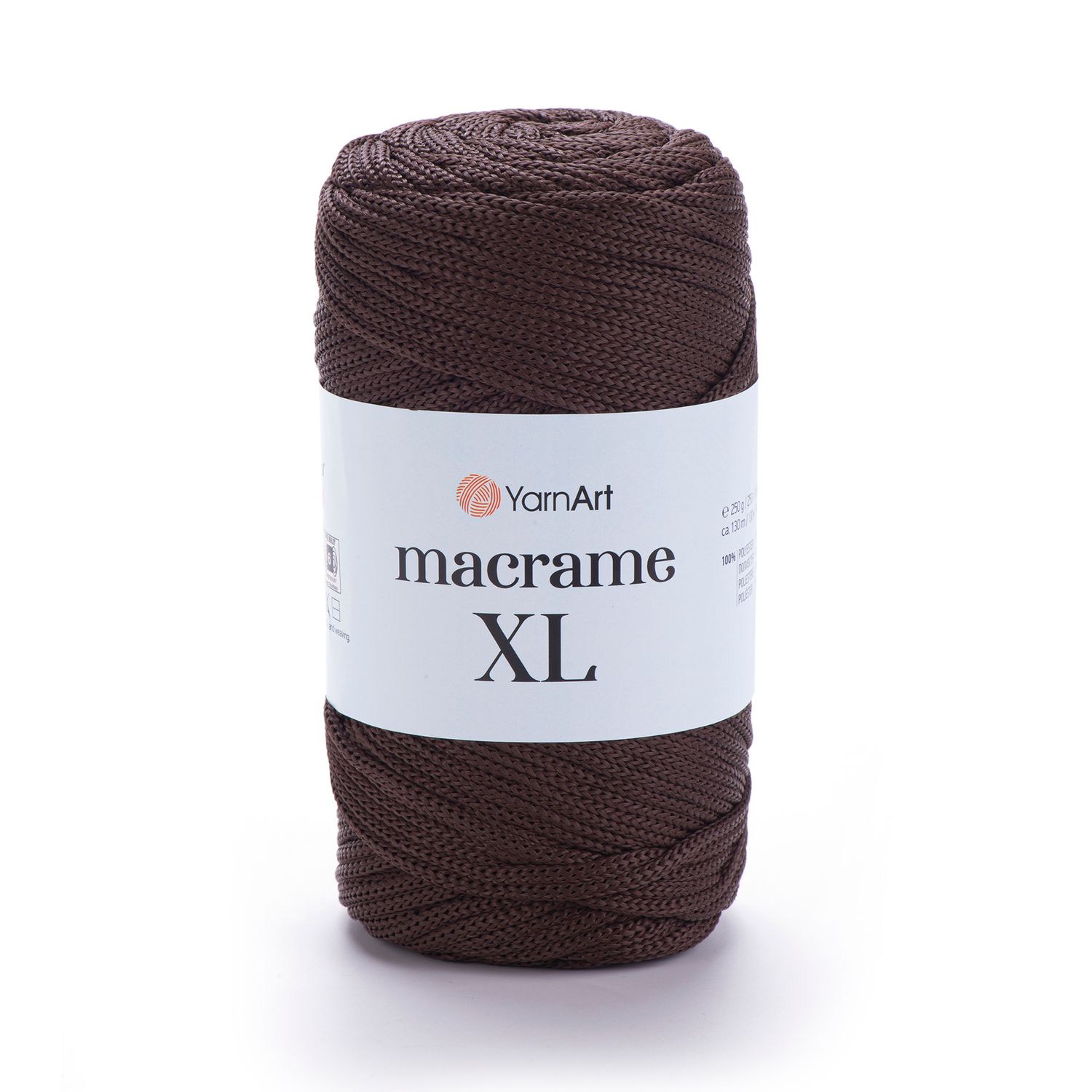 E-parduotuvė „Ką mezgi?“ - Mezgimo siūlai internetu | YarnArt Macrame XL nėrimo virvelė 157 tamsiai ruda - www.kamezgi.lt - 100% poliesteris