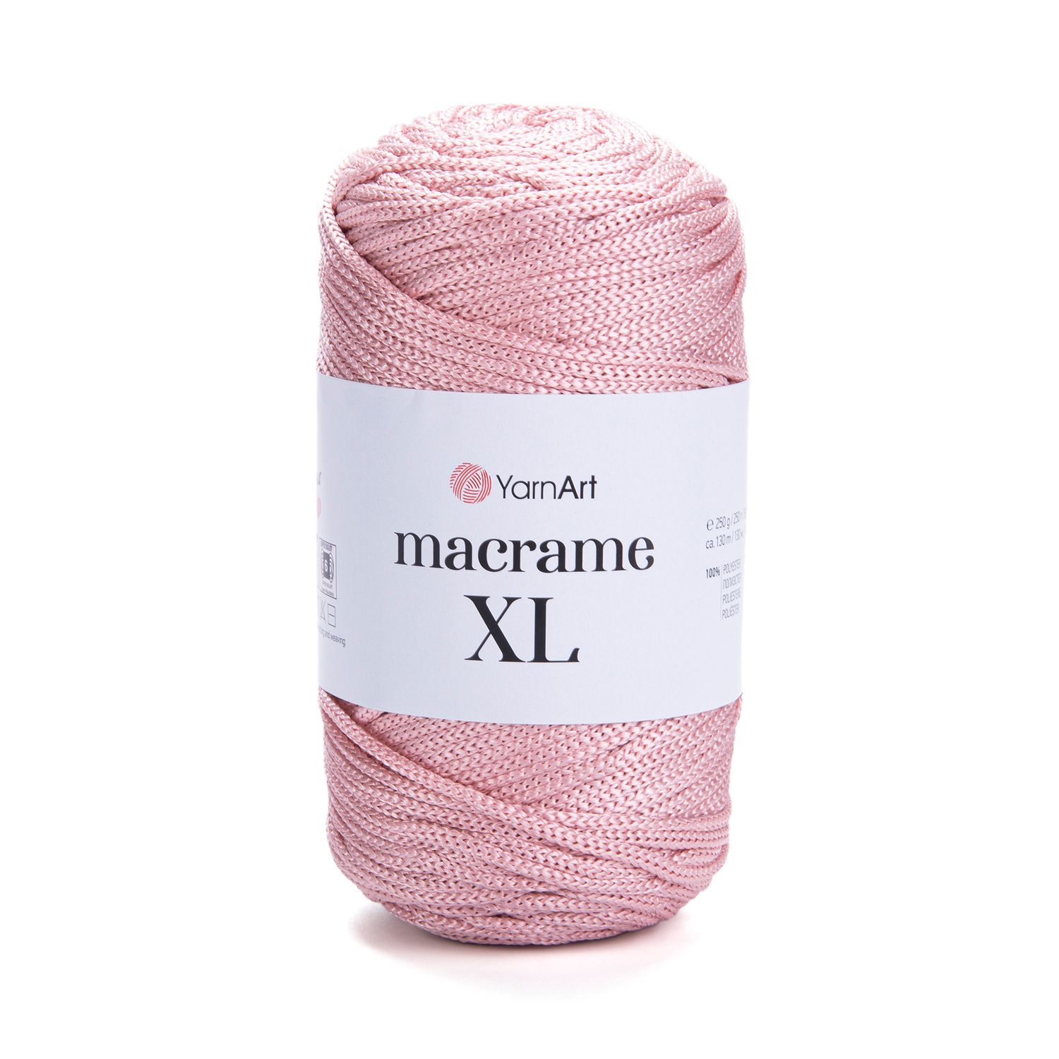 E-parduotuvė „Ką mezgi?“ - Mezgimo siūlai internetu | YarnArt Macrame XL nėrimo virvelė 171 pudros rožinė - www.kamezgi.lt - 100% poliesteris