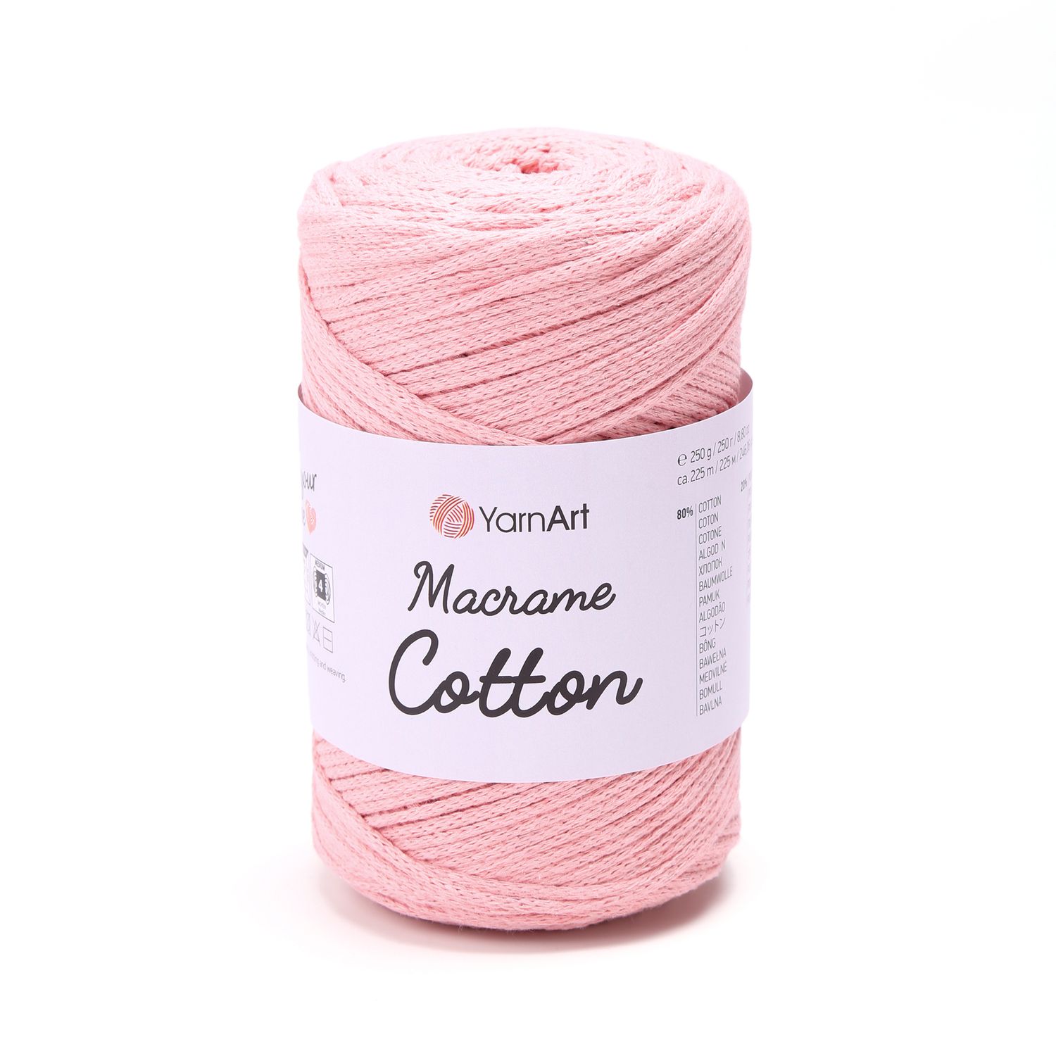 E-parduotuvė „Ką mezgi?“ - Mezgimo siūlai internetu | YarnArt Macrame Cotton nėrimo virvelė 767 persikų - www.kamezgi.lt - 80% medvilnė, 20% poliesteris