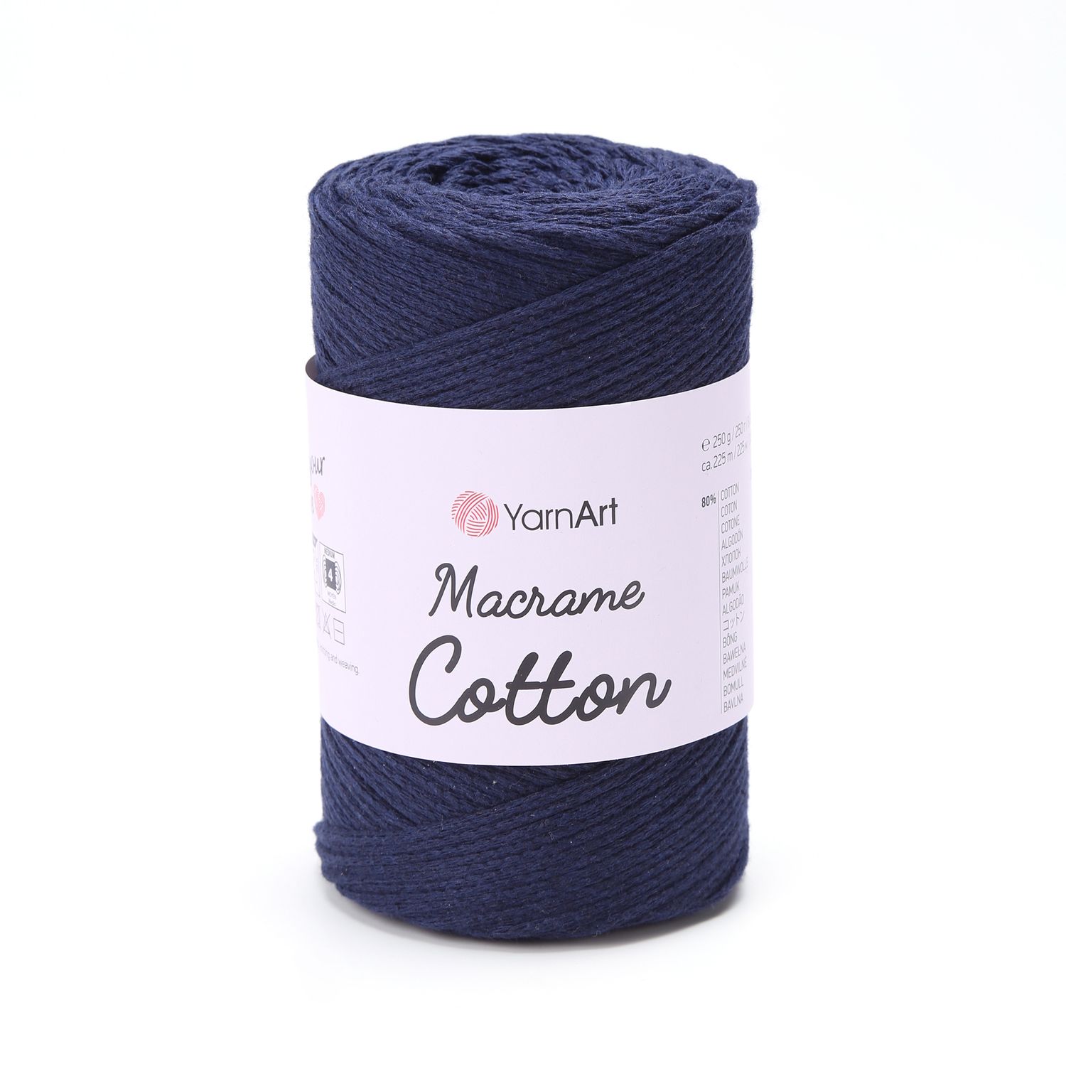 E-parduotuvė „Ką mezgi?“ - Mezgimo siūlai internetu | YarnArt Macrame Cotton nėrimo virvelė 784 tamsiai mėlyna - www.kamezgi.lt - 80% medvilnė, 20% poliesteris