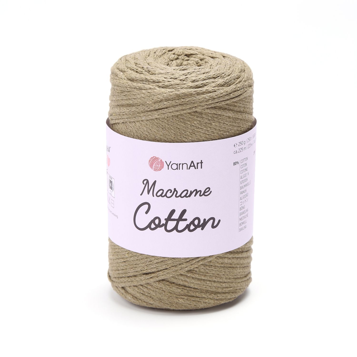 E-parduotuvė „Ką mezgi?“ - Mezgimo siūlai internetu | YarnArt Macrame Cotton nėrimo virvelė 793 šviesi chaki - www.kamezgi.lt - 80% medvilnė, 20% poliesteris