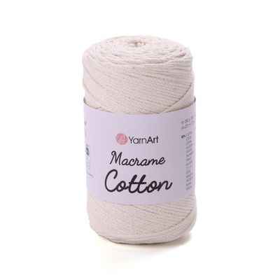 E-parduotuvė „Ką mezgi?“ - Mezgimo siūlai internetu | YarnArt Macrame Cotton nėrimo virvelė 752 pieno balta - www.kamezgi.lt - 80% medvilnė, 20% poliesteris