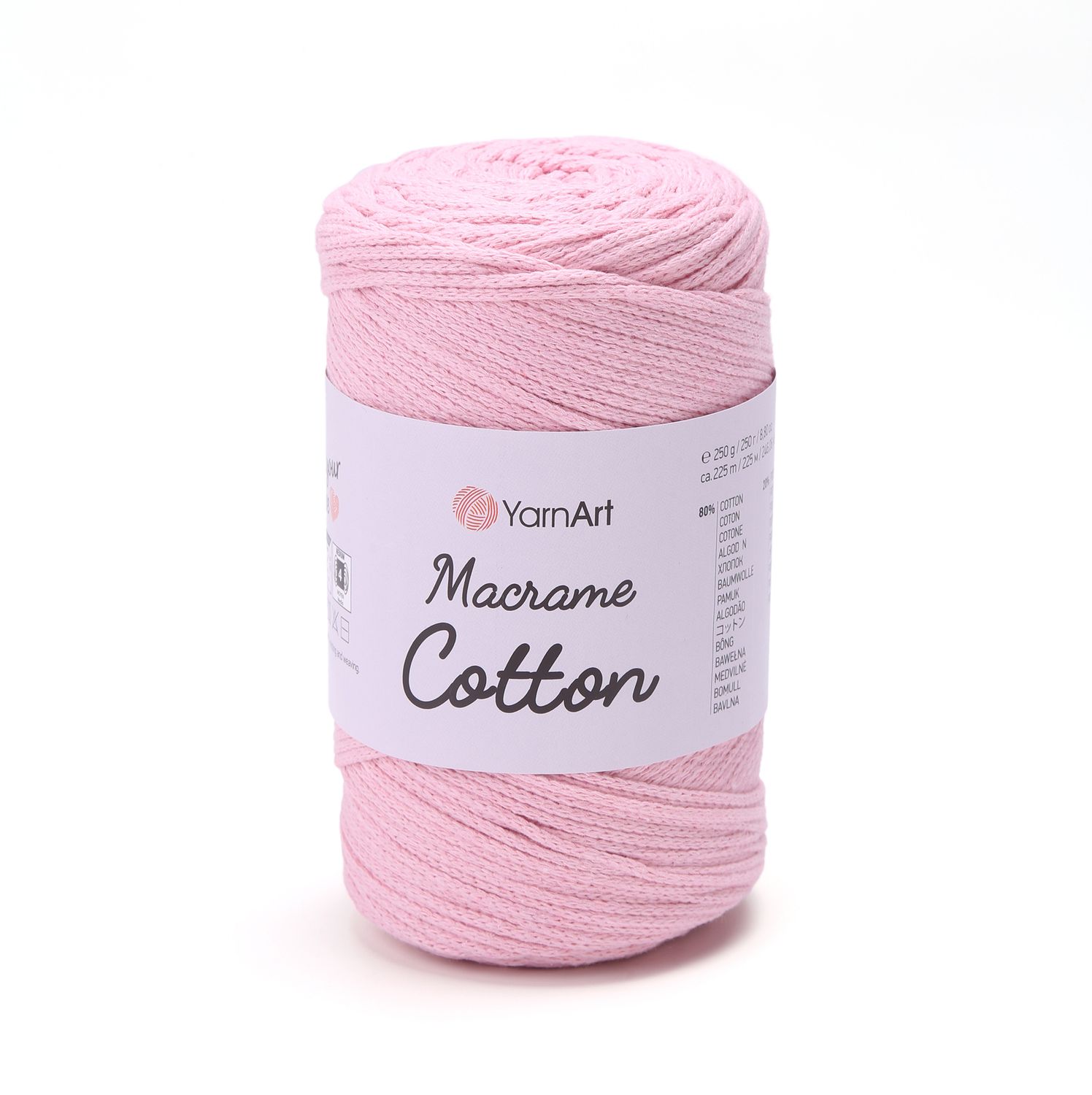 E-parduotuvė „Ką mezgi?“ - Mezgimo siūlai internetu | YarnArt Macrame Cotton nėrimo virvelė 762 rožinė - www.kamezgi.lt - 80% medvilnė, 20% poliesteris